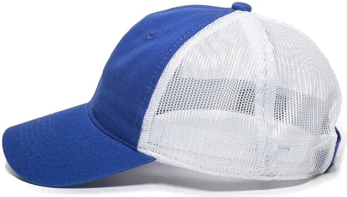 Oc Sports Fwt-130 Garment Wash Mesh Back Baseball Cap - Royal White - 6 7/8’’ - 7 1/2’’