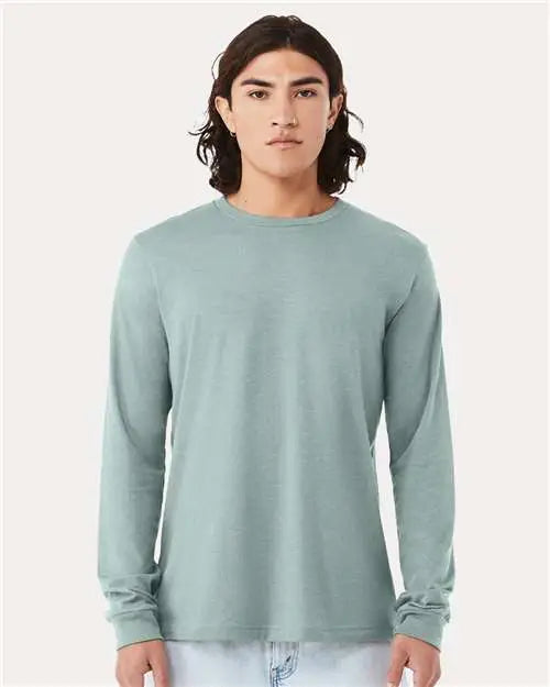 Bella + Canvas 3501cvc Heather Cvc Long Sleeve Tee - Dusty Blue