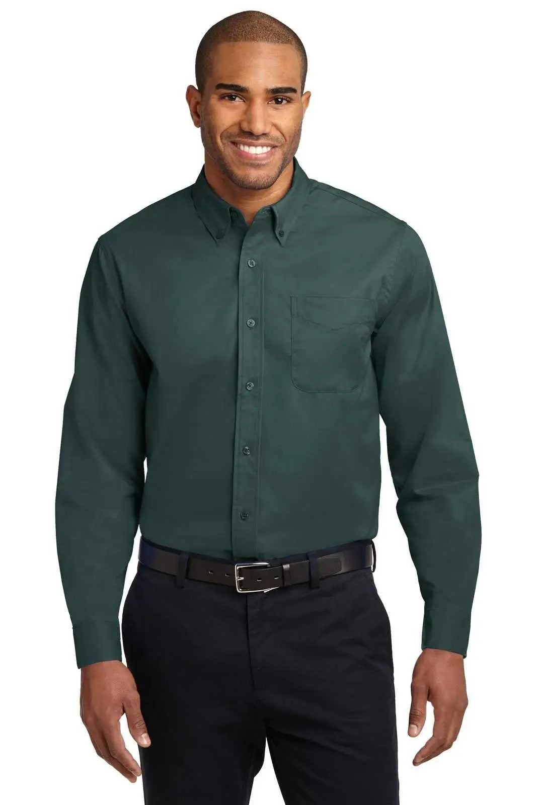 Port Authority S608es Extended Size Long Sleeve Easy Care Shirt - Dark Green Navy