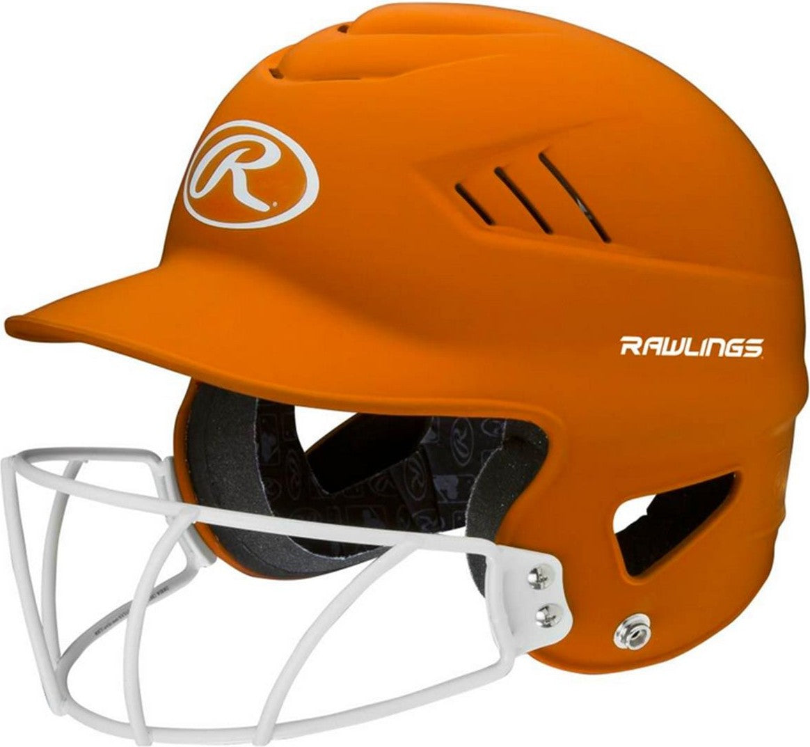 Rawlings Coolflo Highlighter Matte Batting Helmet with Mask RCFHLFG - Neon Orange - HIT a Double - 1