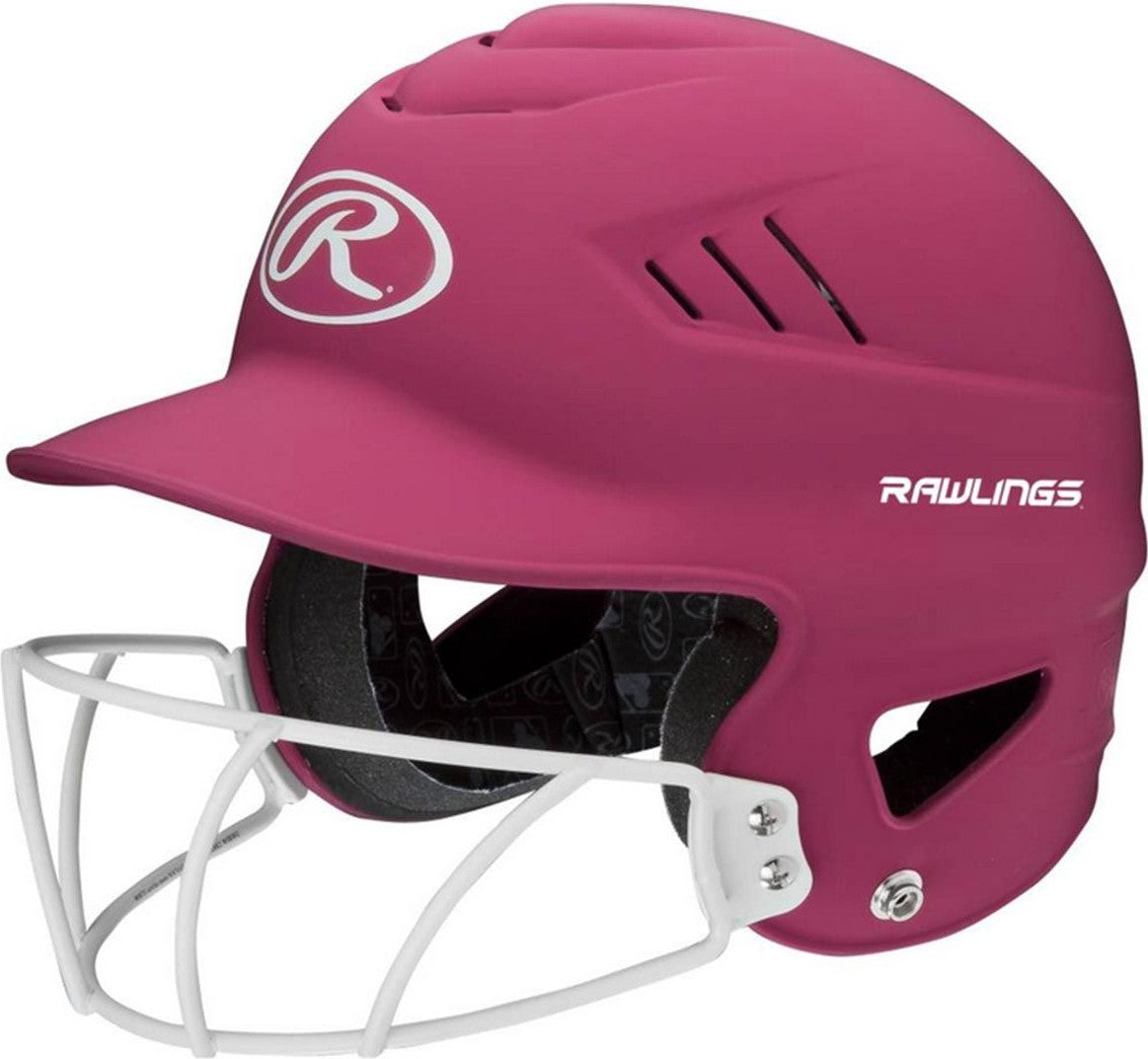 Rawlings Coolflo Highlighter Matte Batting Helmet with Mask RCFHLFG - Pink - HIT a Double - 1