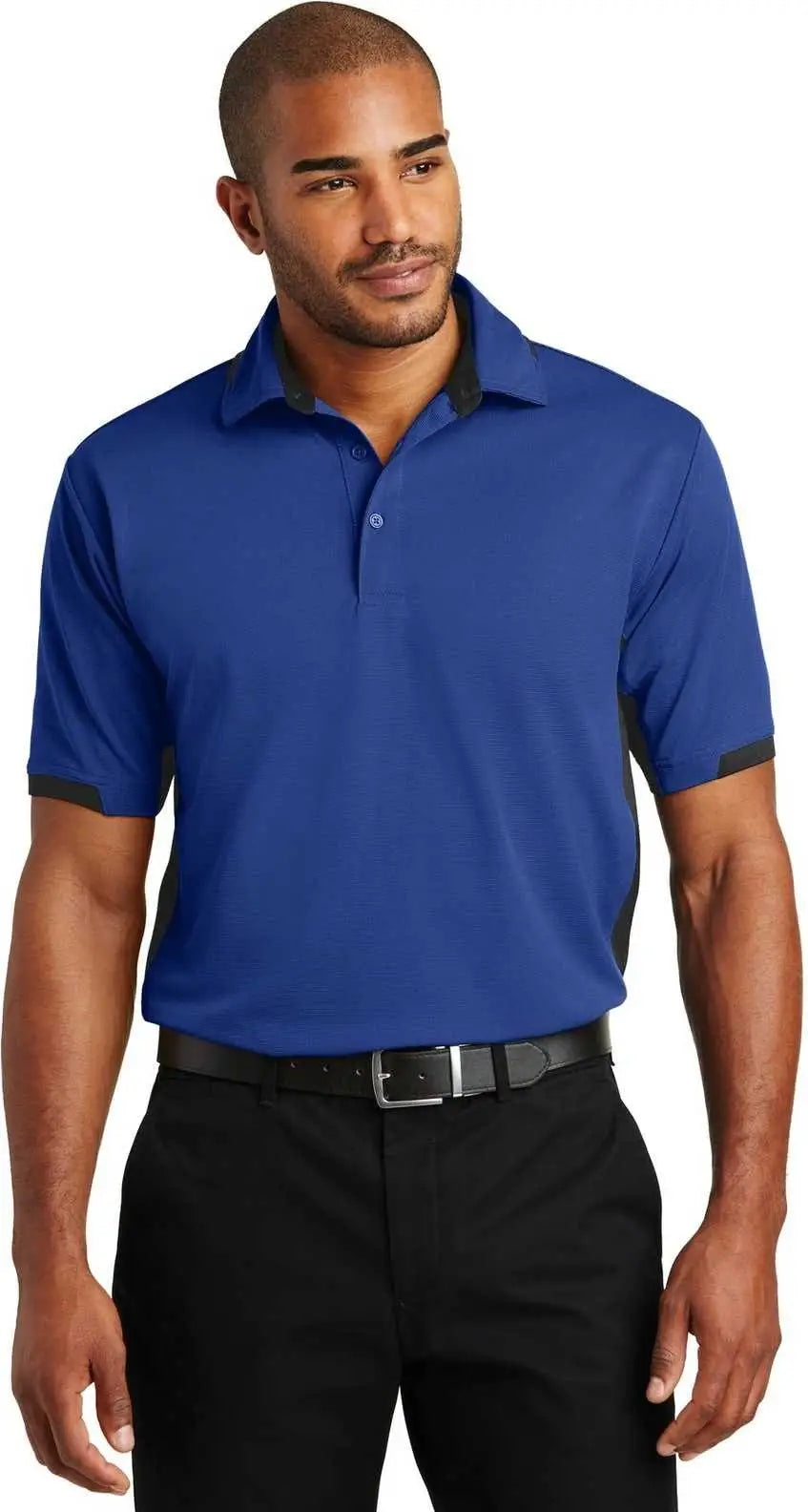 Port Authority K524 Dry Zone Colorblock Ottoman Polo - Royal Black