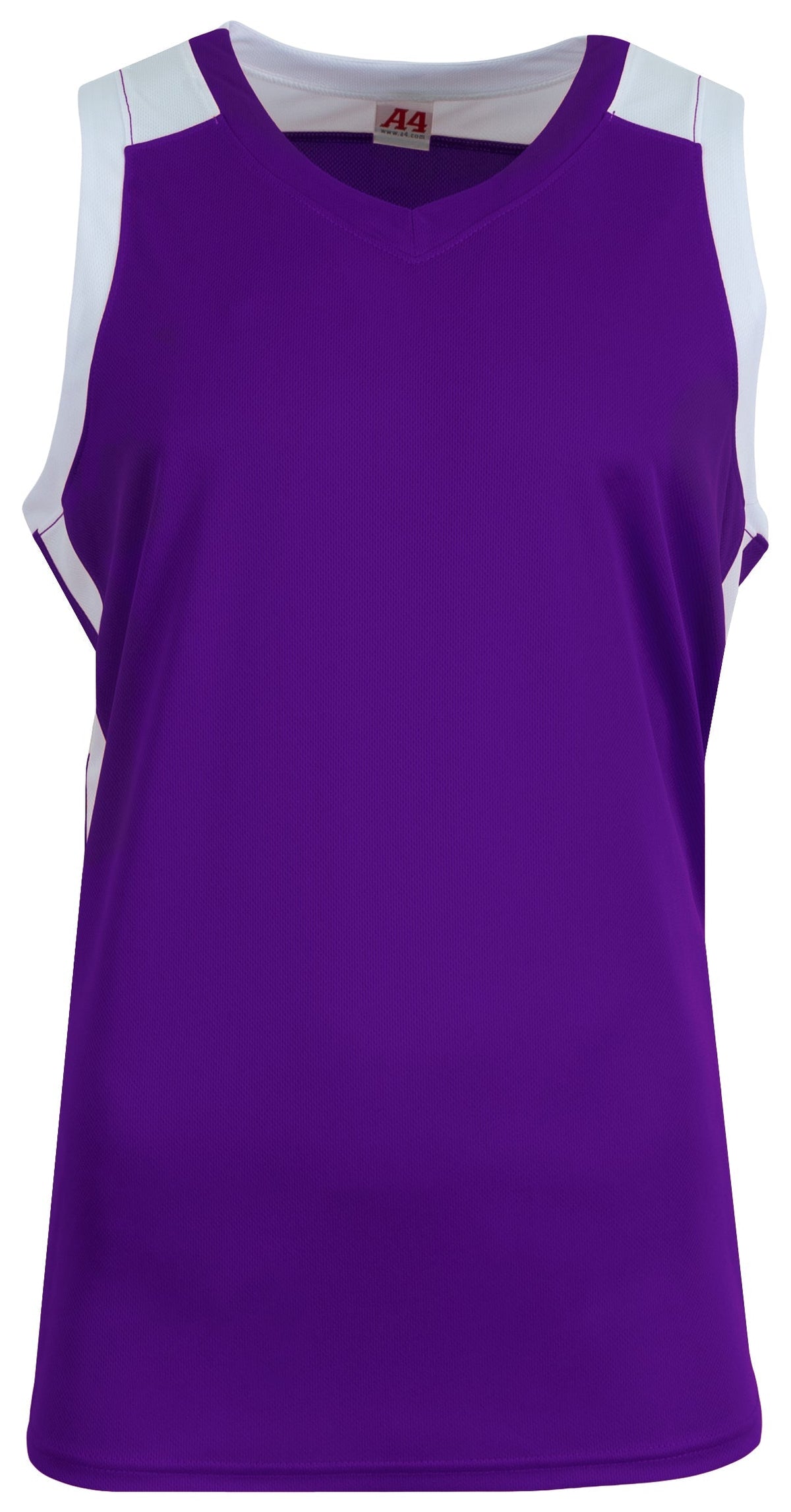 A4 N2093 Defender Basketball Jersey - Purple White - Adult s