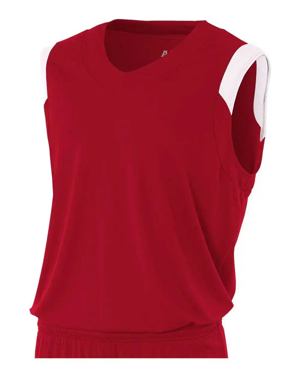 A4 N2340 Moisture Management V-neck Muscle - Cardinal White