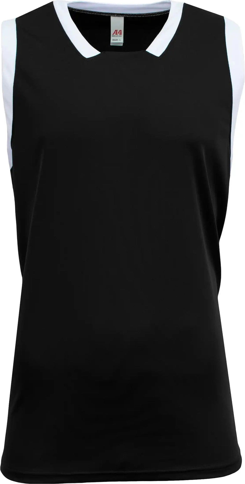 A4 N2505 Sprint Single Ply Basketball Jersey - Black White - Adult s