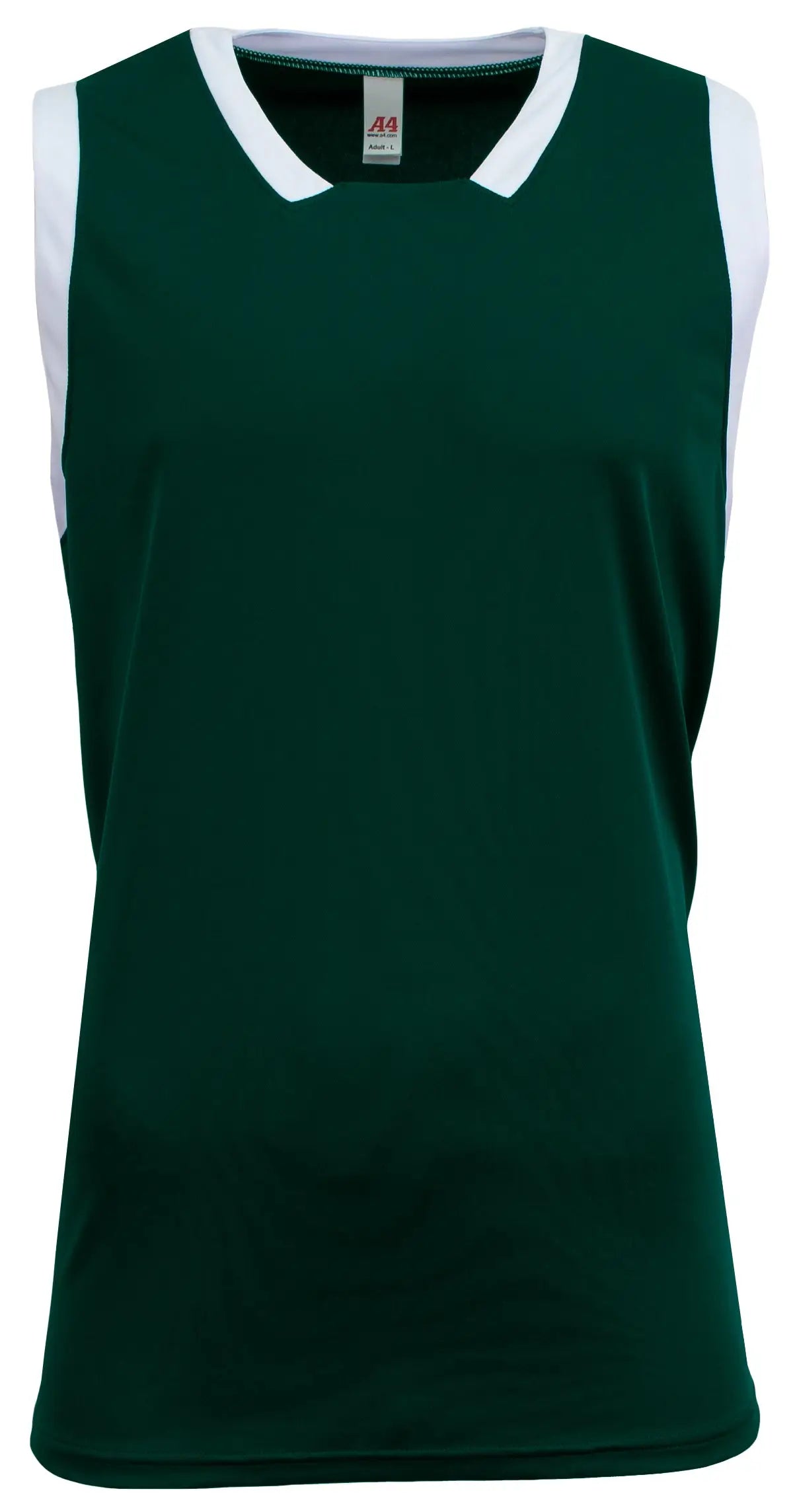 A4 N2505 Sprint Single Ply Basketball Jersey - Forest White - Adult s