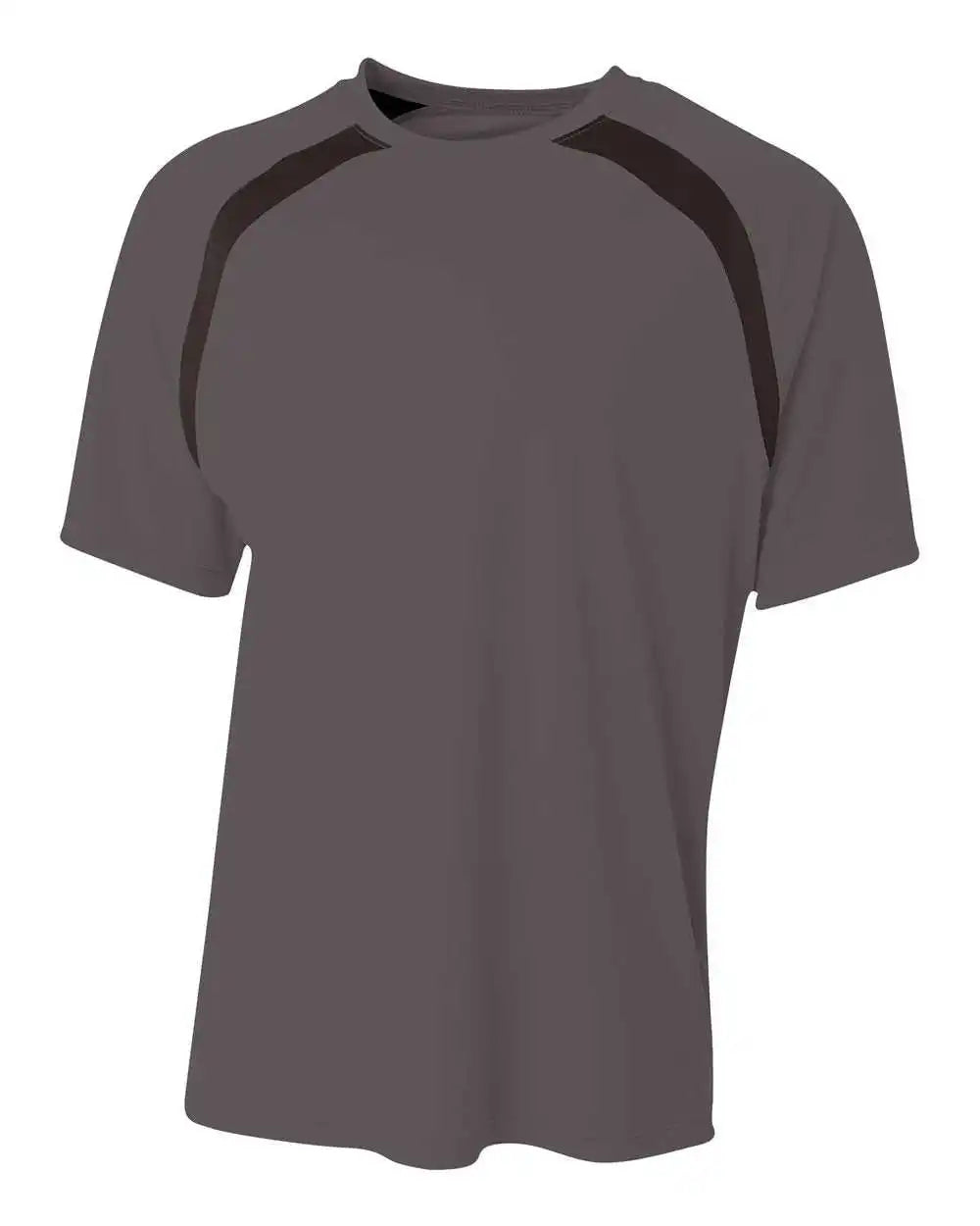 A4 N3001 Spartan Short Sleeve Color Block Crew Graphite Black