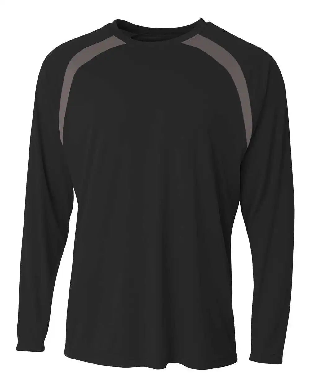 A4 N3003 Spartan Long Sleeve Color Block Crew - Black Graphite