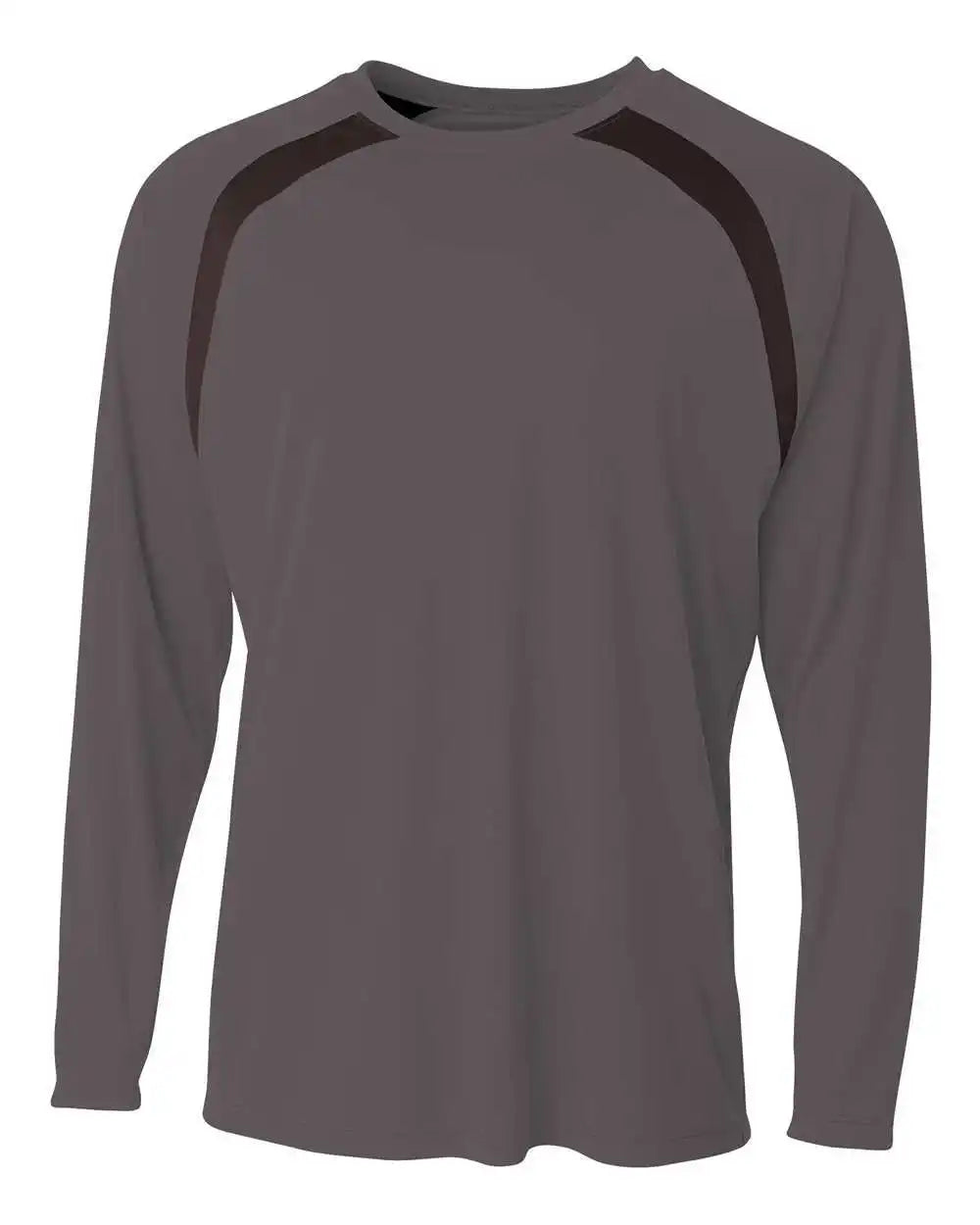 A4 N3003 Spartan Long Sleeve Color Block Crew - Graphite Black