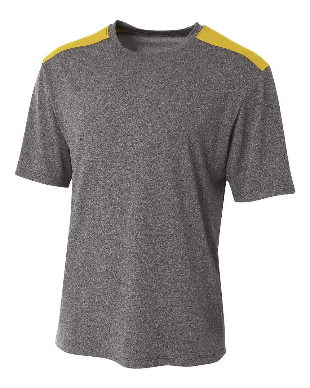 A4 N3100 Tourney Heather Short Sleeve Color Block Crew - Gold