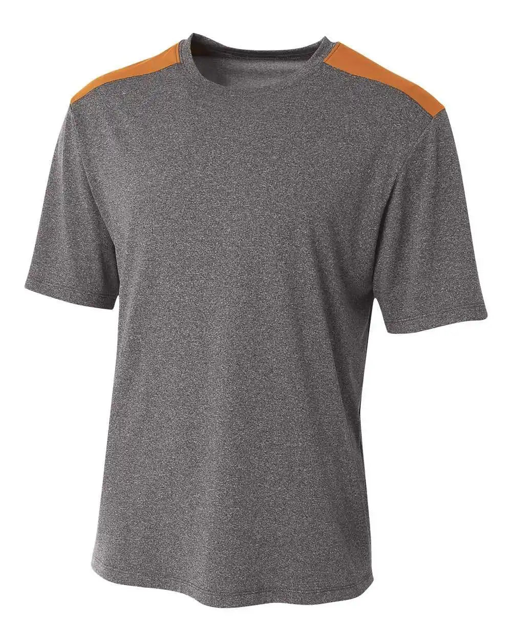 A4 N3100 Tourney Heather Short Sleeve Color Block Crew - Orange