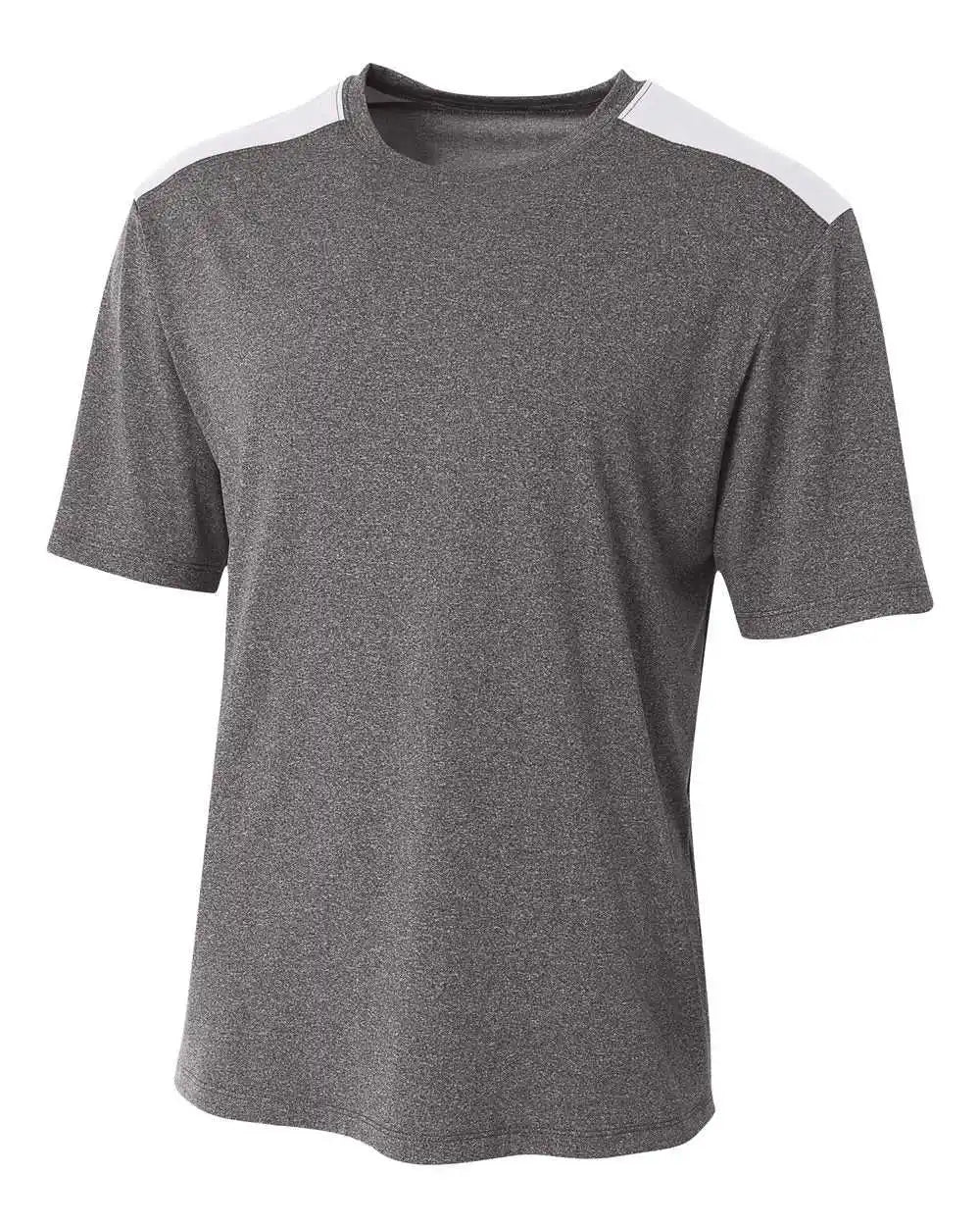 A4 N3100 Tourney Heather Short Sleeve Color Block Crew - White