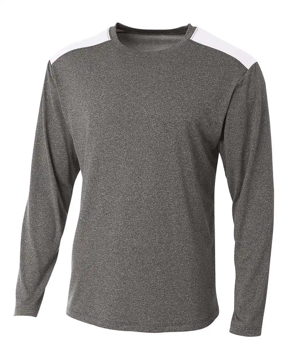 A4 N3101 Tourney Heather Long Sleeve Color Block Crew - White
