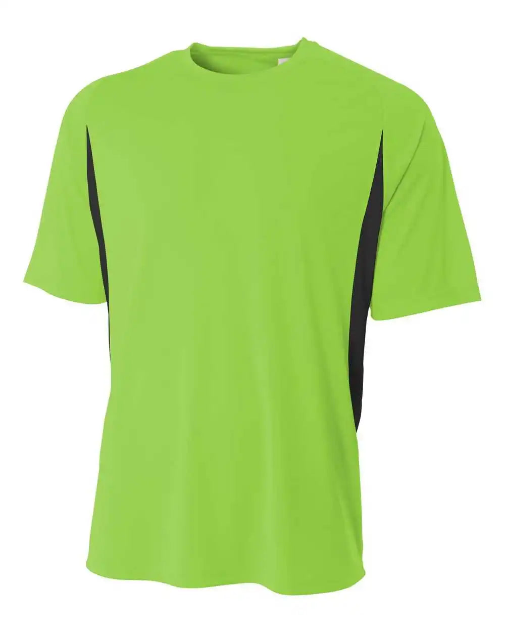 A4 N3181 Cooling Performance Color Blocked Short Sleeve Crew - Lime Black