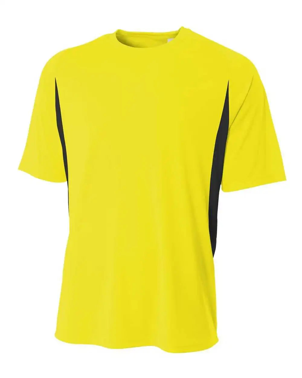 A4 N3181 Cooling Performance Color Blocked Short Sleeve Crew Safety Yellow Black