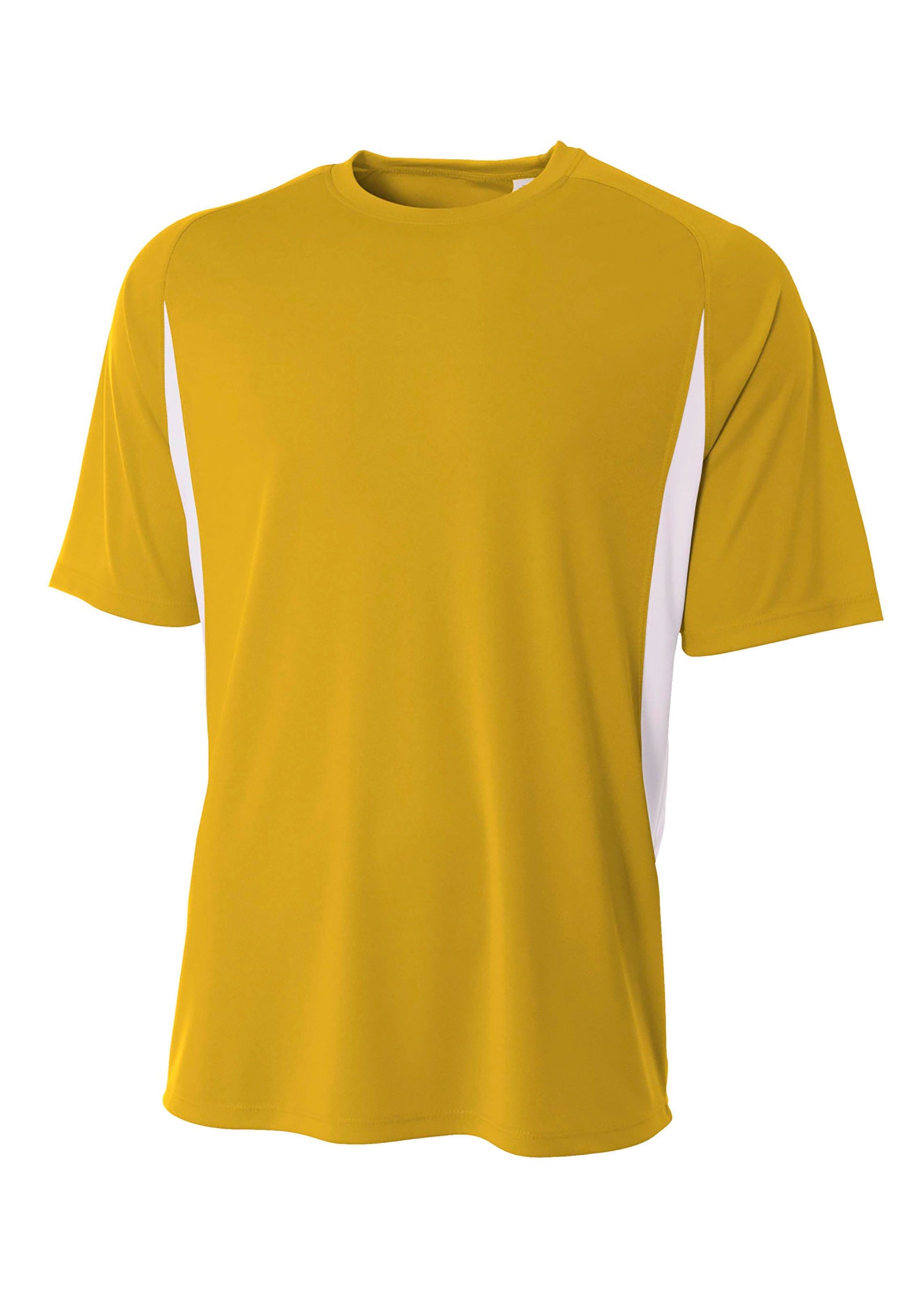 A4 N3181 Cooling Performance Color Blocked Short Sleeve Crew - Vegas Gold White