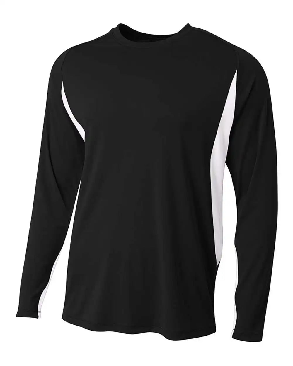 A4 N3183 Long Sleeve Color Block Tee - Black White