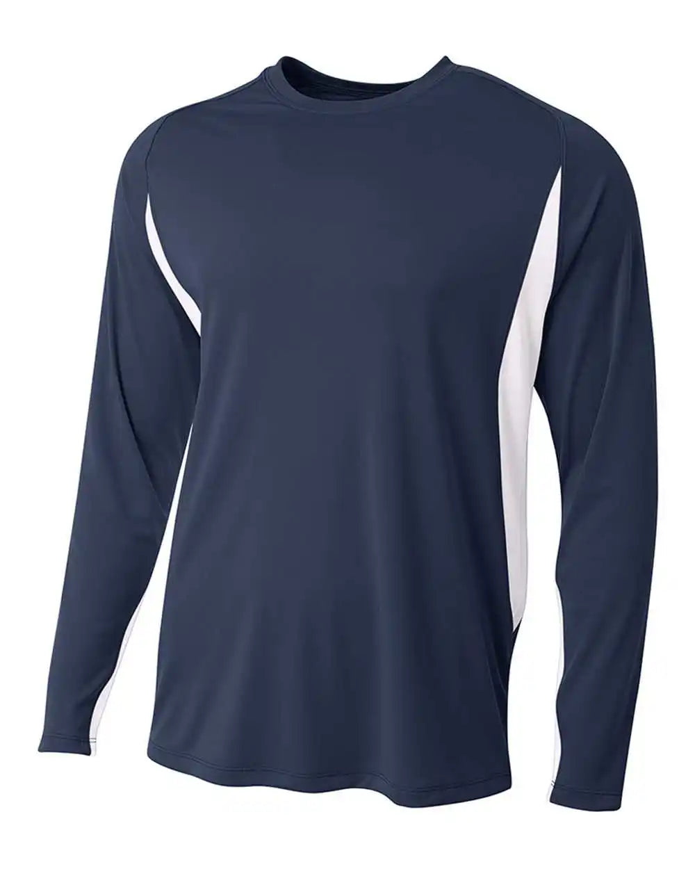 A4 N3183 Long Sleeve Color Block Tee Navy White