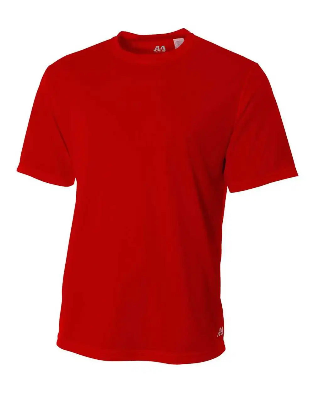 A4 N3252 Men’s Short Sleeve Crew Birds Eye Mesh Tee - Scarlet