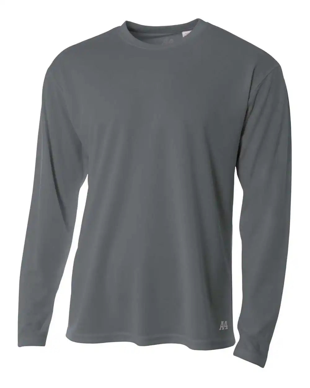A4 N3253 Men’s Long Sleeve Crew Birds Eye Mesh Tee Graphite