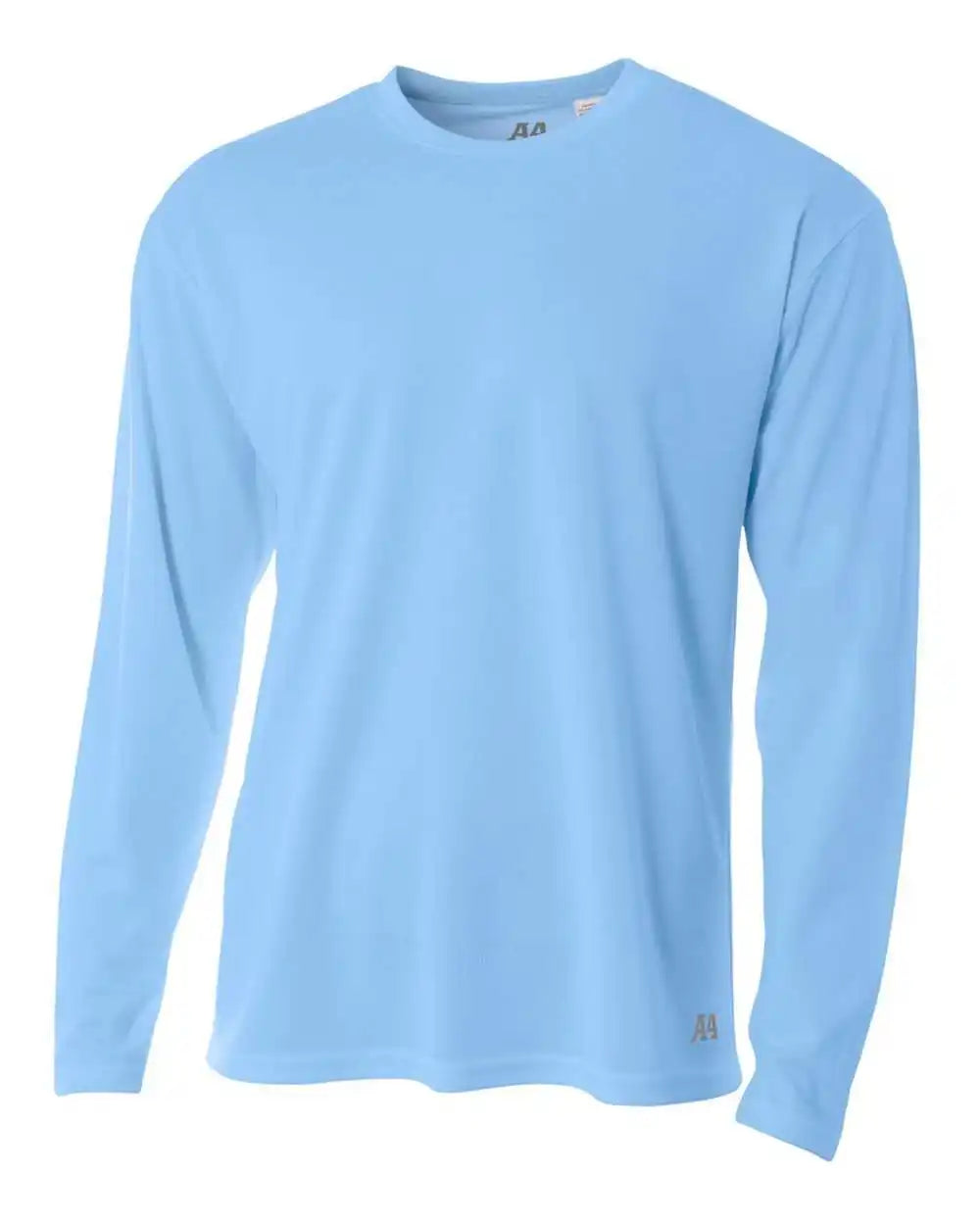 A4 N3253 Men’s Long Sleeve Crew Birds Eye Mesh Tee Light Blue