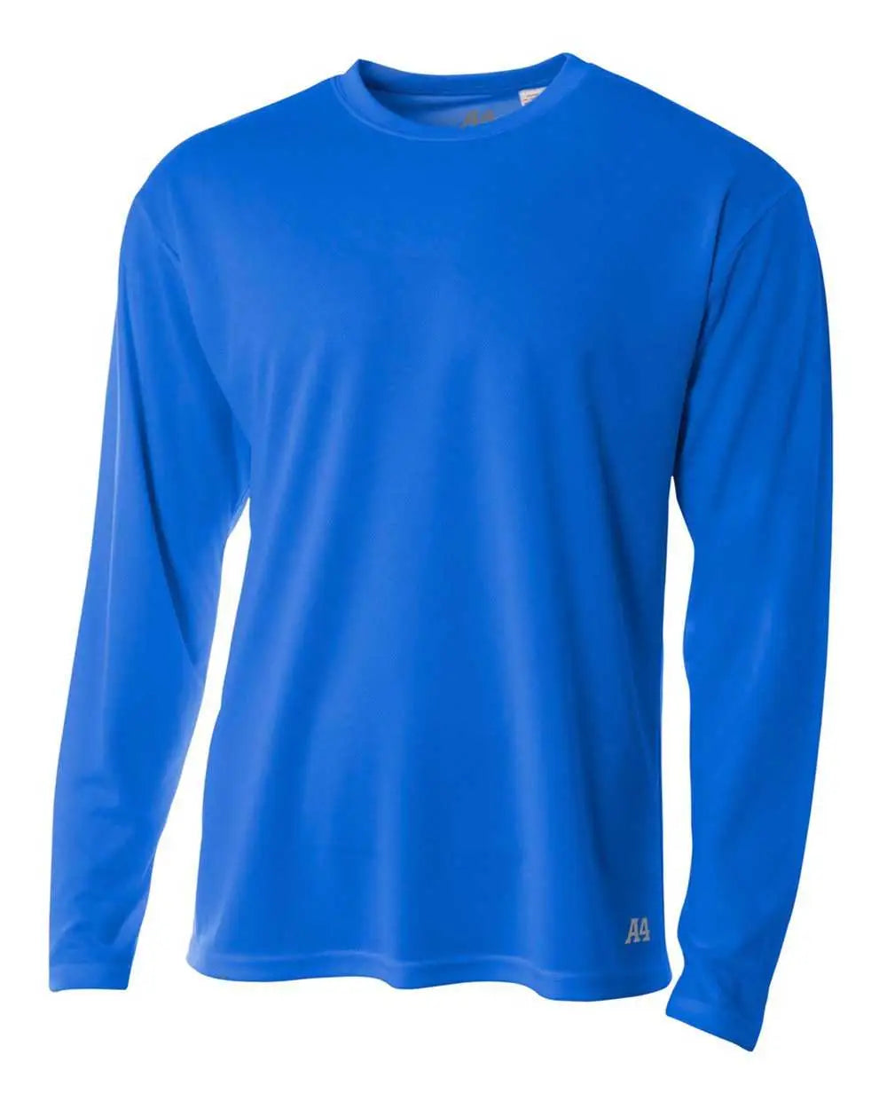 A4 N3253 Men’s Long Sleeve Crew Birds Eye Mesh Tee - Royal