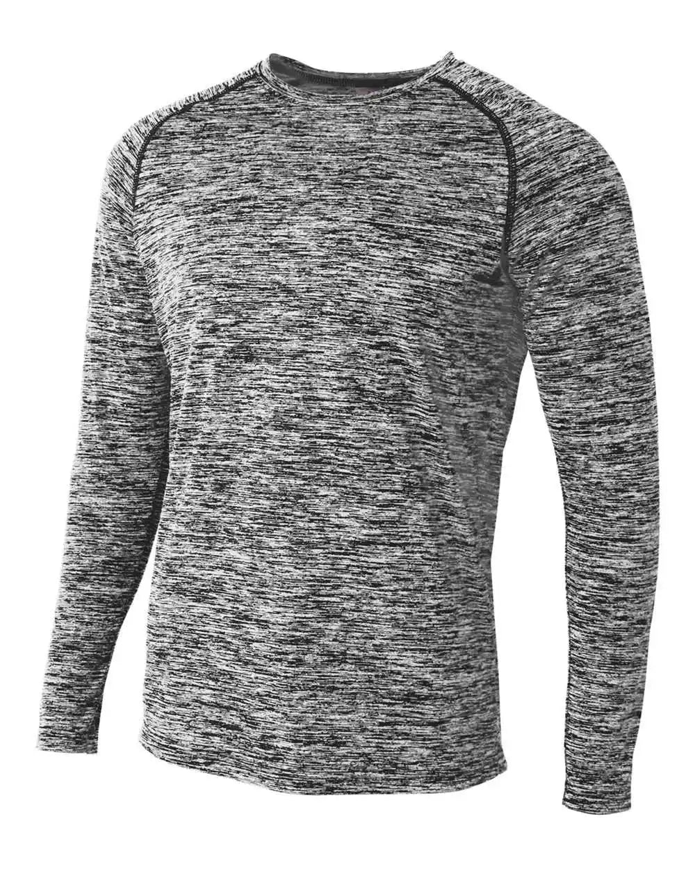 A4 N3305 Long Sleeve Raglan Space Dye - Black