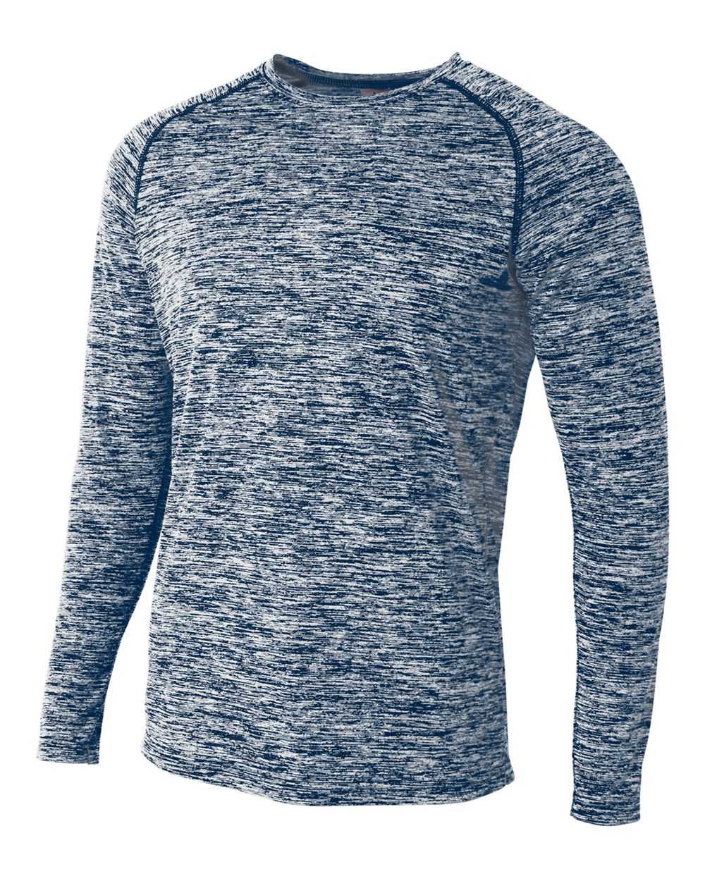 A4 N3305 Long Sleeve Raglan Space Dye - Navy
