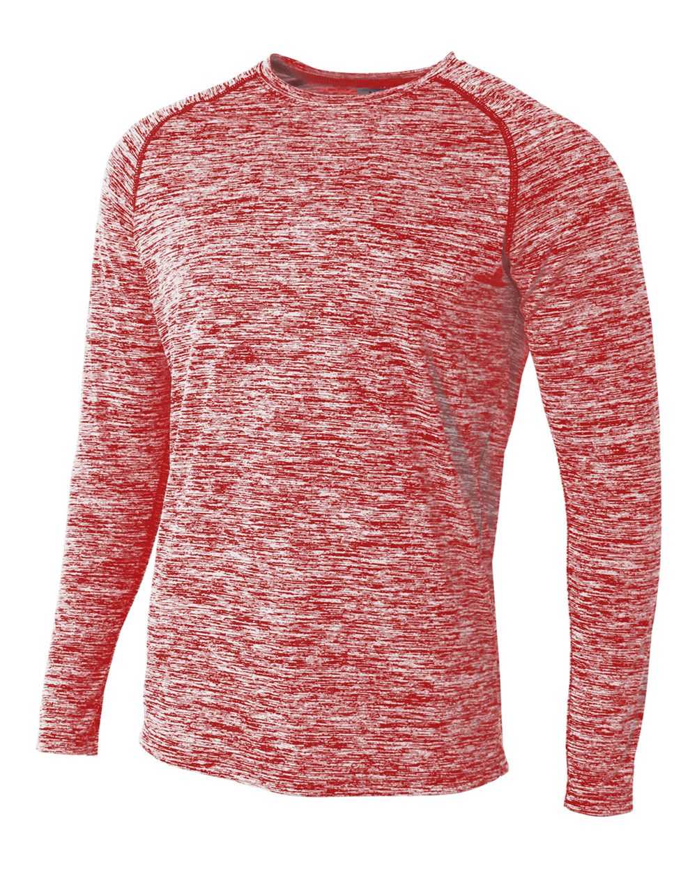 A4 N3305 Long Sleeve Raglan Space Dye - Scarlet