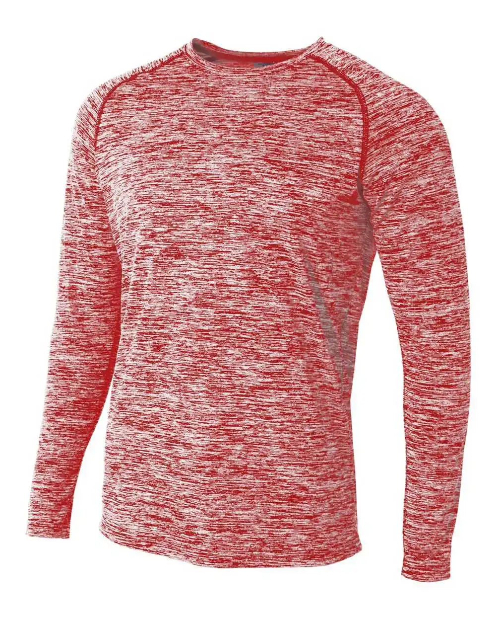 A4 N3305 Long Sleeve Raglan Space Dye Scarlet