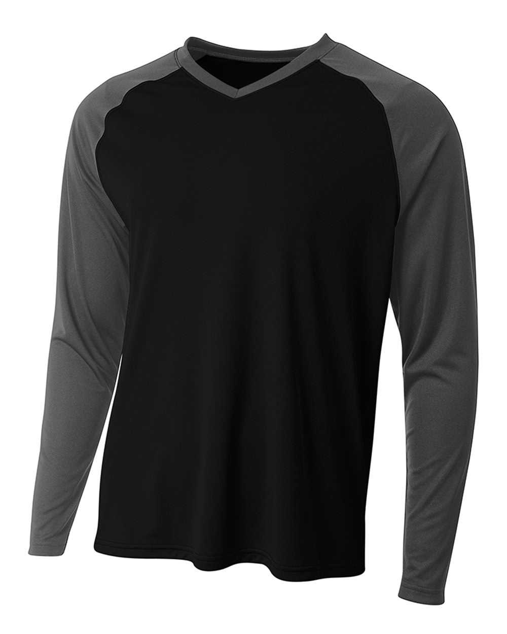 A4 N3374 Long Sleeve Strike Raglan Tee - Black Graphite