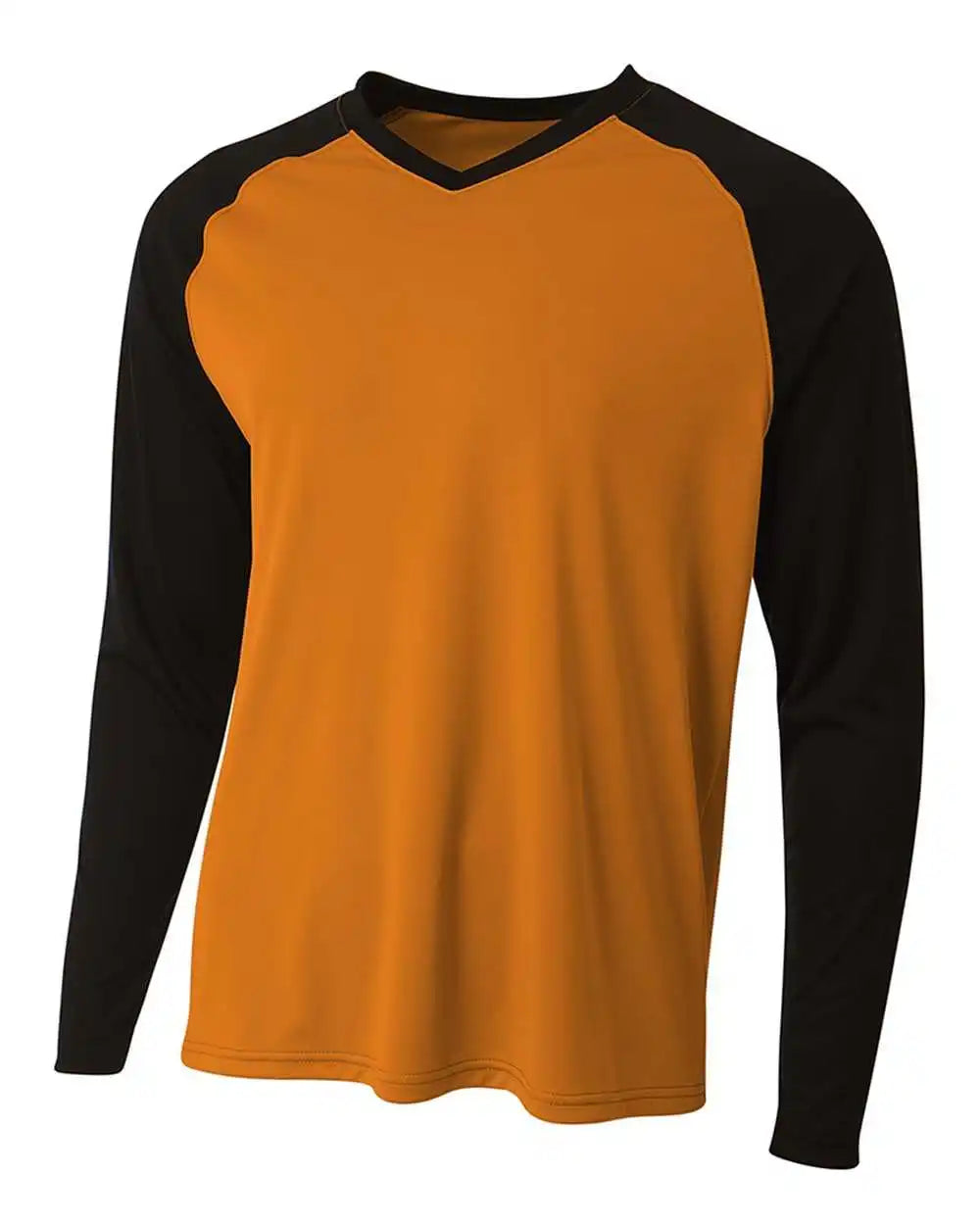 A4 N3374 Long Sleeve Strike Raglan Tee - Orange Black