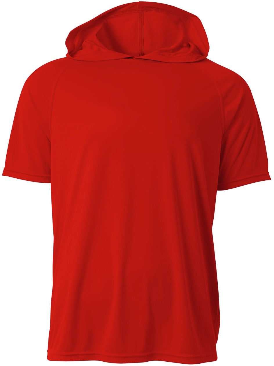 A4 N3408 Short Sleeve Hooded Tee - Scarlet