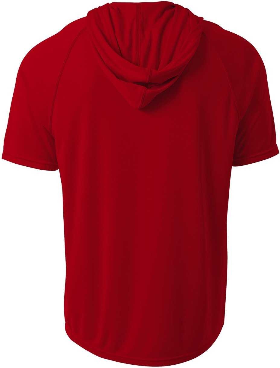 A4 N3408 Short Sleeve Hooded Tee - Scarlet