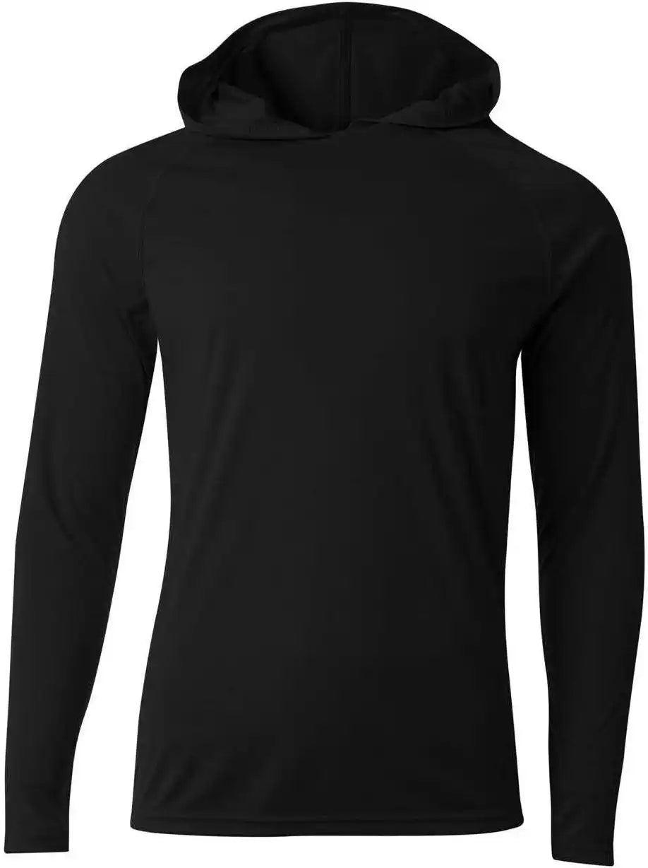 A4 N3409 Long Sleeve Hooded Tee - Black