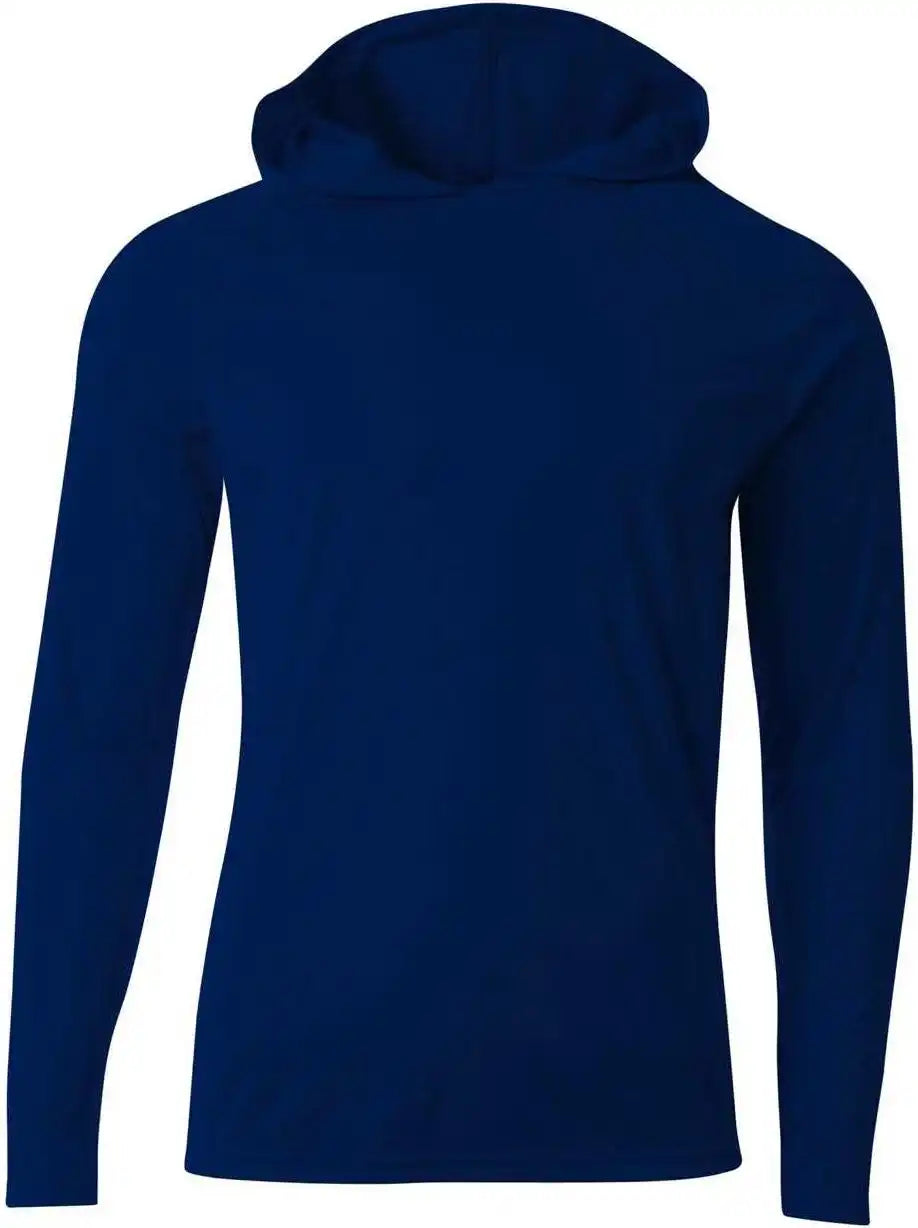 A4 N3409 Long Sleeve Hooded Tee - Navy
