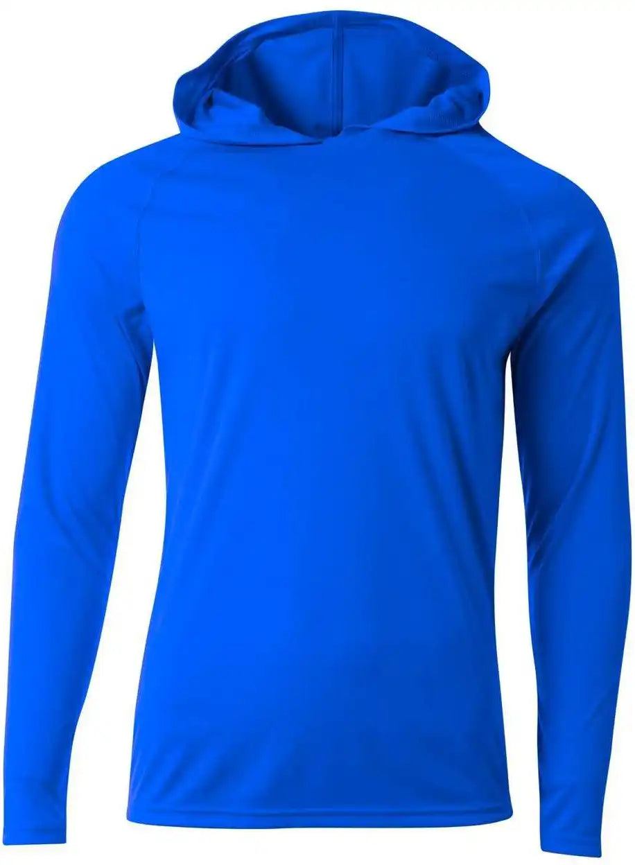 A4 N3409 Long Sleeve Hooded Tee - Royal