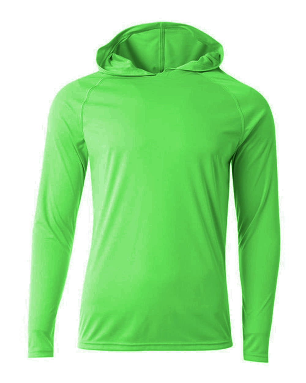 A4 N3409 Long Sleeve Hooded Tee - Safety Green - s