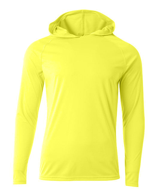 A4 N3409 Long Sleeve Hooded Tee - Safety Yellow - s