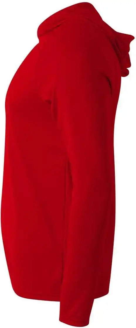 A4 N3409 Long Sleeve Hooded Tee - Scarlet