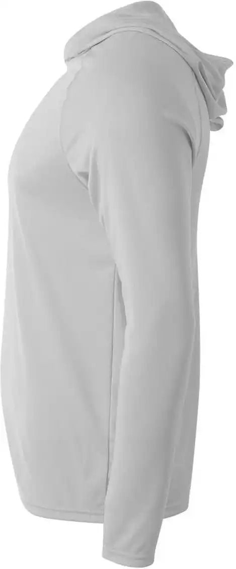 A4 N3409 Long Sleeve Hooded Tee - Silver