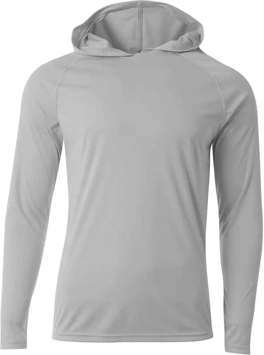 A4 N3409 Long Sleeve Hooded Tee - Silver