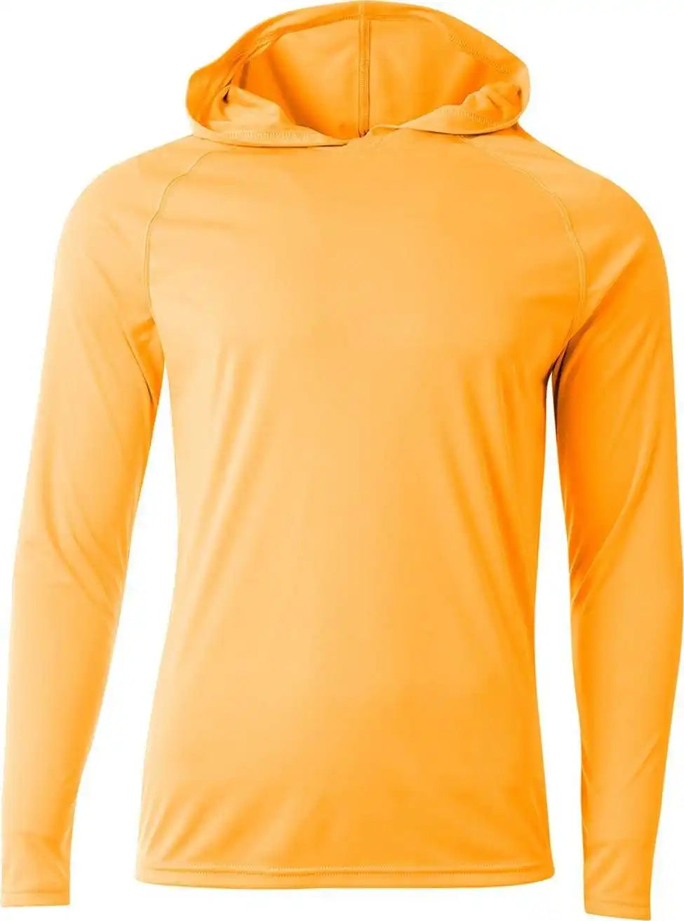 A4 N3409 Men’s Cooling Performance Long Sleeve Hooded t Shirt Safety Orange