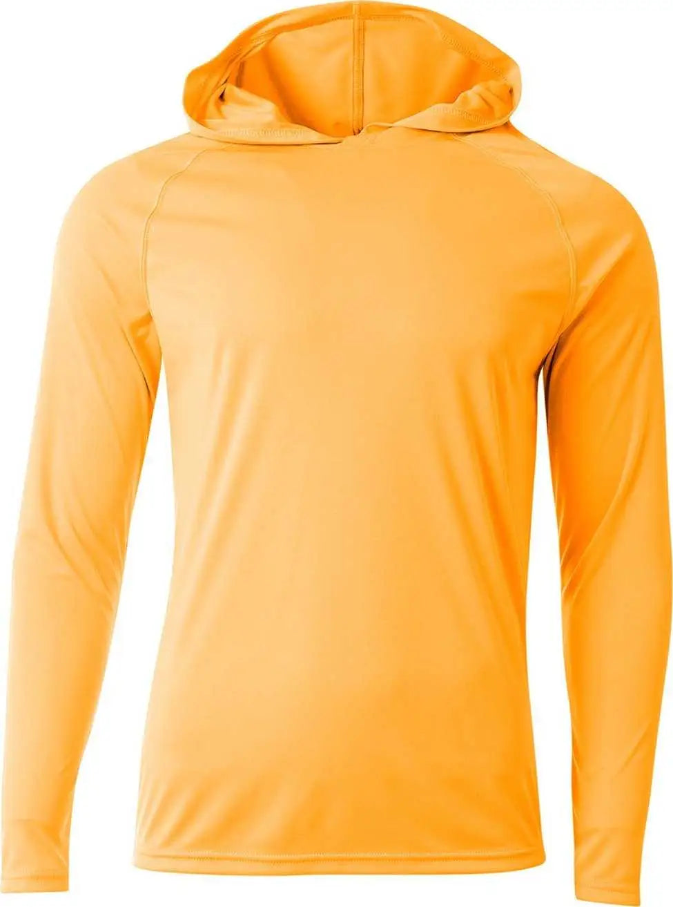 A4 N3409 Men’s Cooling Performance Long-sleeve Hooded T-shirt - Safety Orange