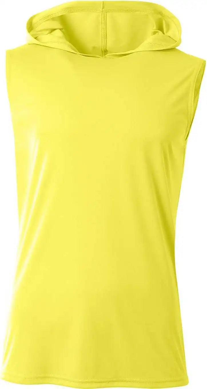 A4 N3410 Men’s Cooling Performance Sleeveless Hooded T-shirt - Safety Yellow