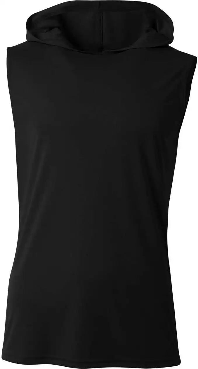 A4 N3410 Sleeveless Hooded Tee Black