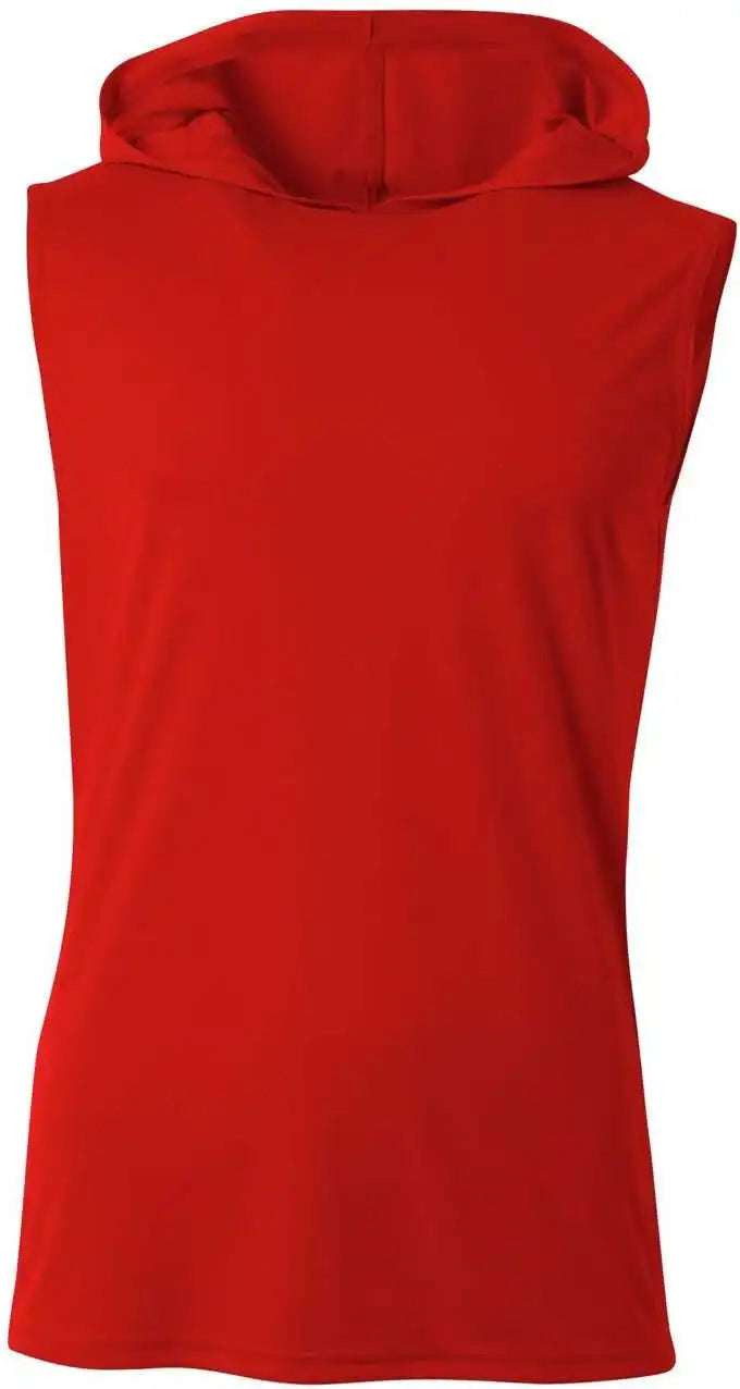 A4 N3410 Sleeveless Hooded Tee Scarlet