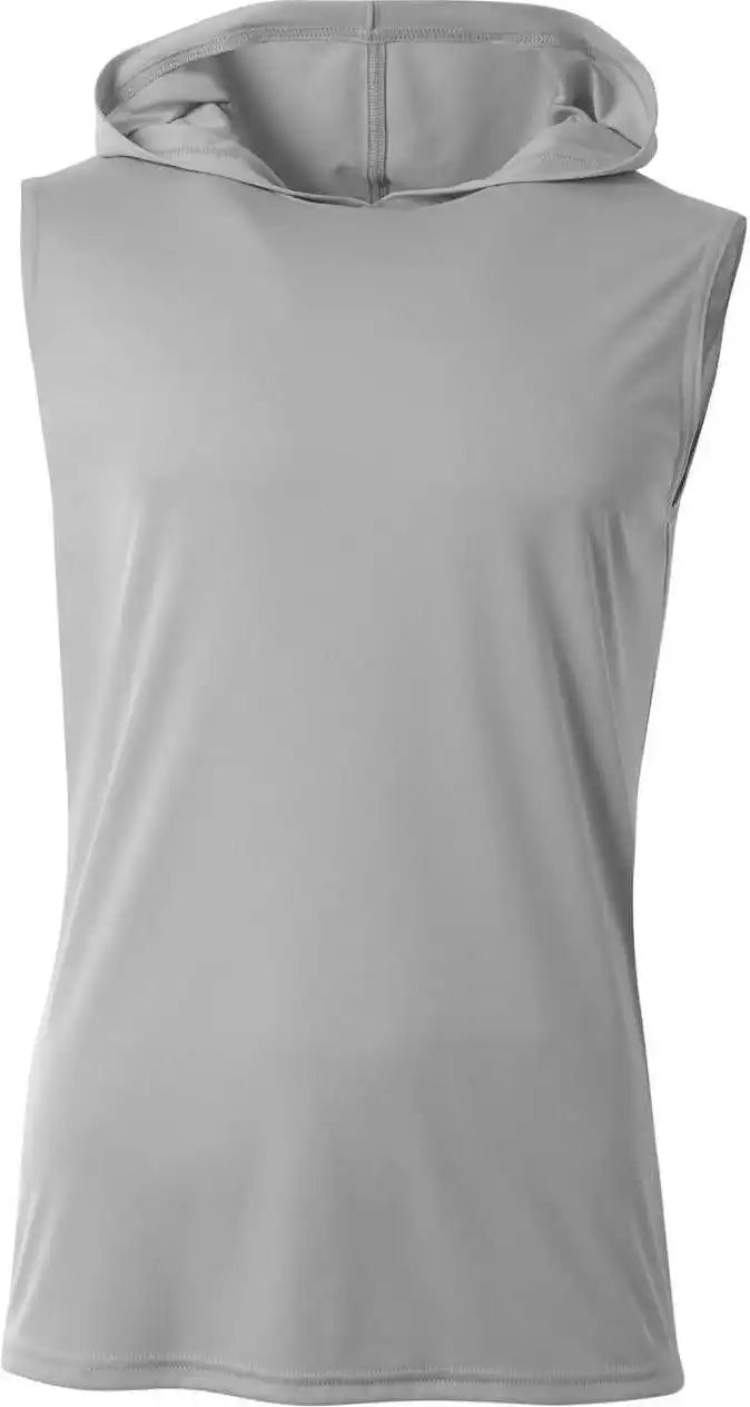 A4 N3410 Sleeveless Hooded Tee Silver