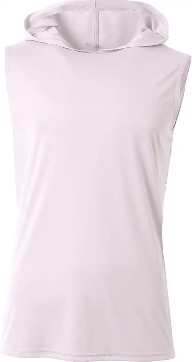 A4 N3410 Sleeveless Hooded Tee White