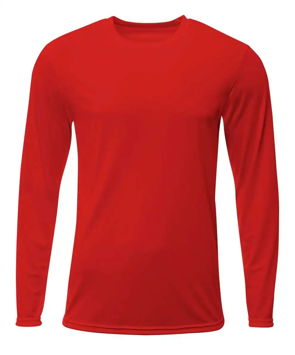 A4 N3425 Adult Sprint Long Sleeve Tee Scarlet